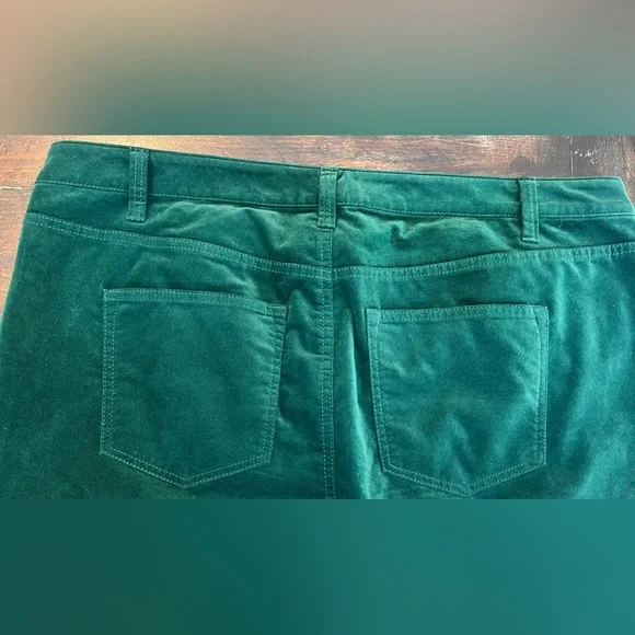 Talbots Green Velveteen stretch Straight leg women’s pants preppy chic classy - Picture 10 of 11